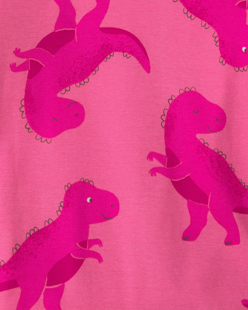 Toddler Girl 4 Piece Dino Heart Cotton Snug Fit Pajama Set - Assorted