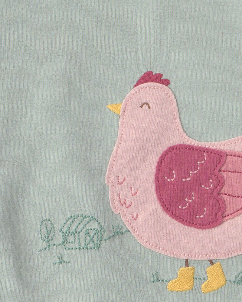 Toddler Girl Country Chicken 100% Cotton Snug Fit 4 Piece Pajama Set - Assorted