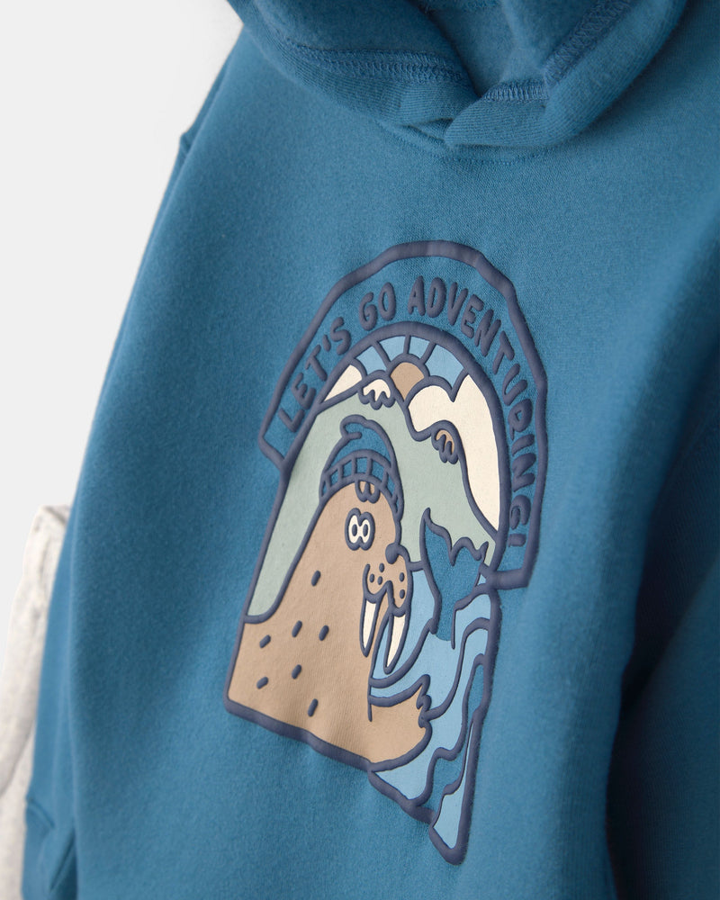 Toddler Boy 2 Piece Walrus Fleece Hoodie & Pant Set - Assorted