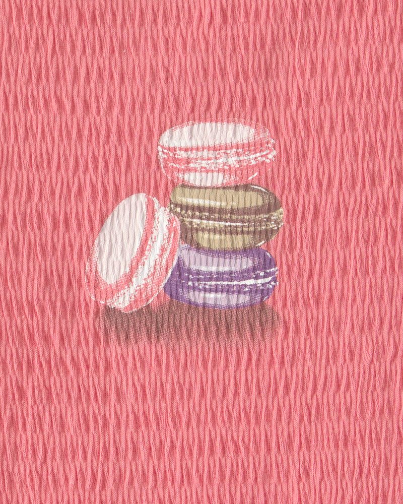 Girl Macaron Ruched Top - Coral