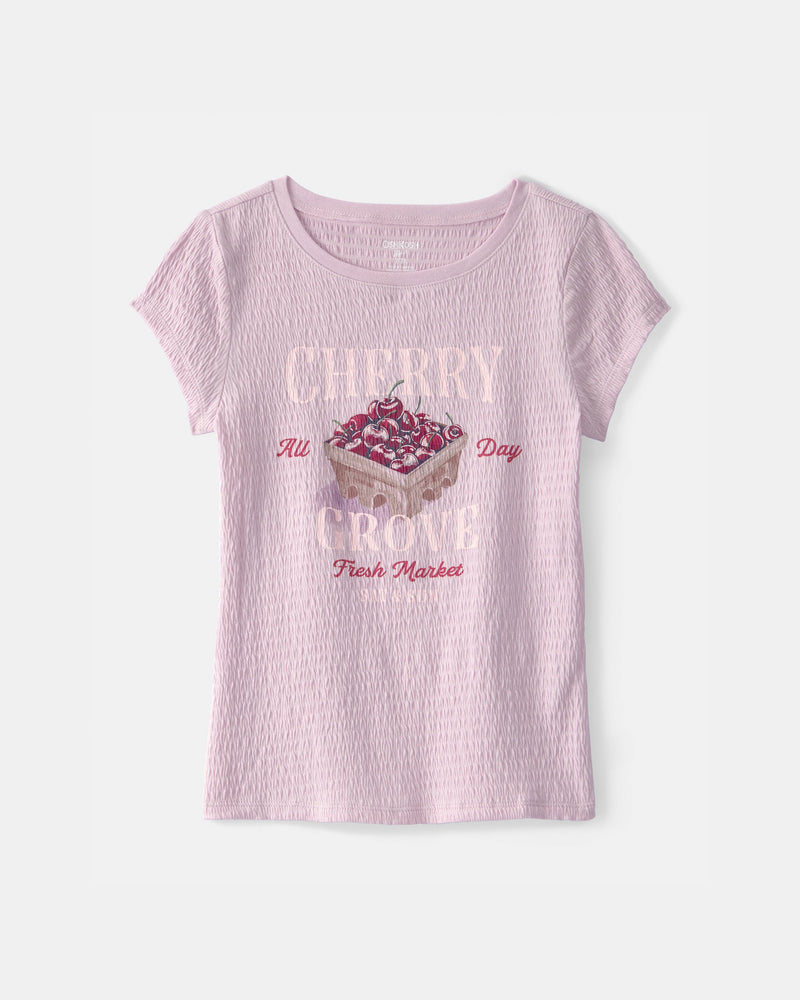Girl Cherry Ruched Top - Purple
