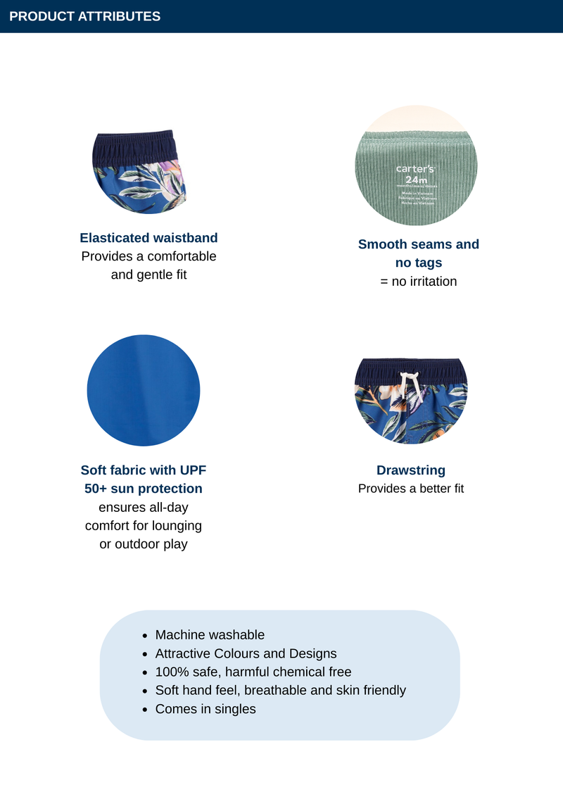 Baby Boy Bandana Floral Swim Trunks - Blue