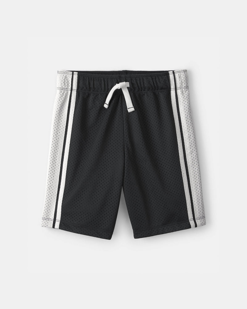 Boy Striped Mesh Active Shorts - Black