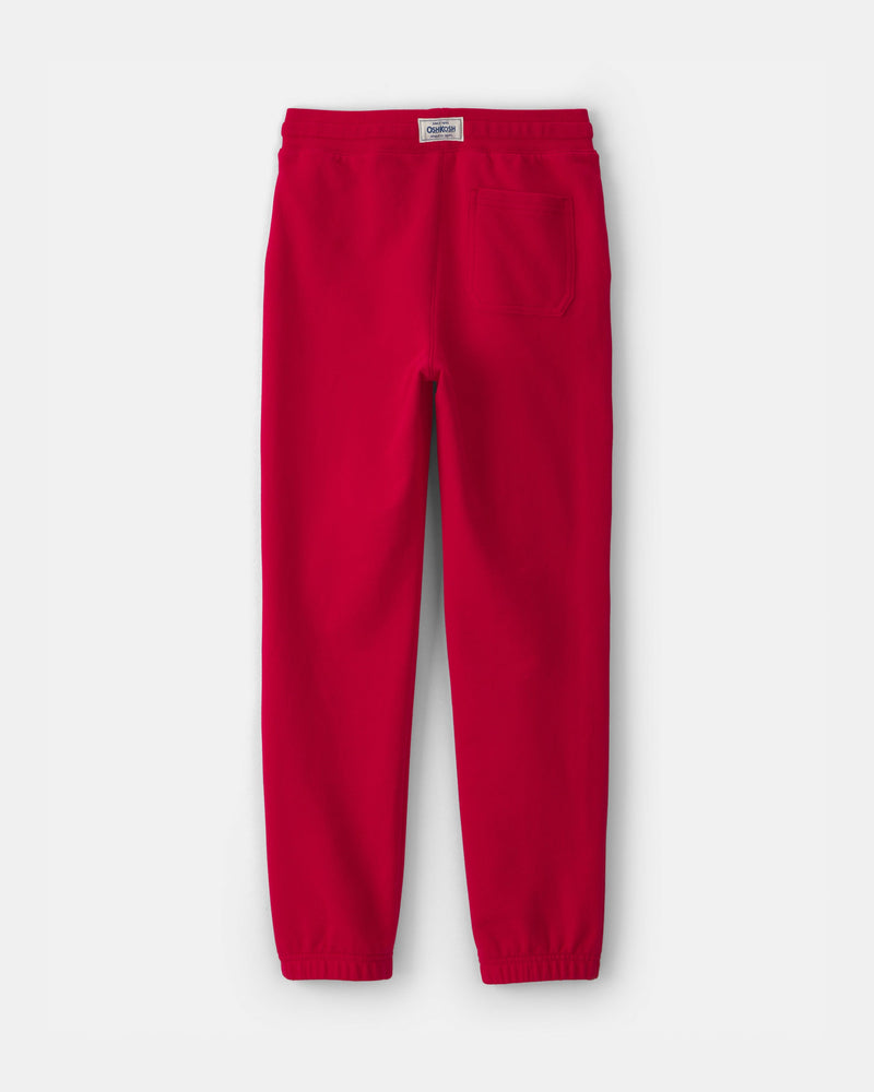 Boy Kid Drawstring Knit Joggers - Red