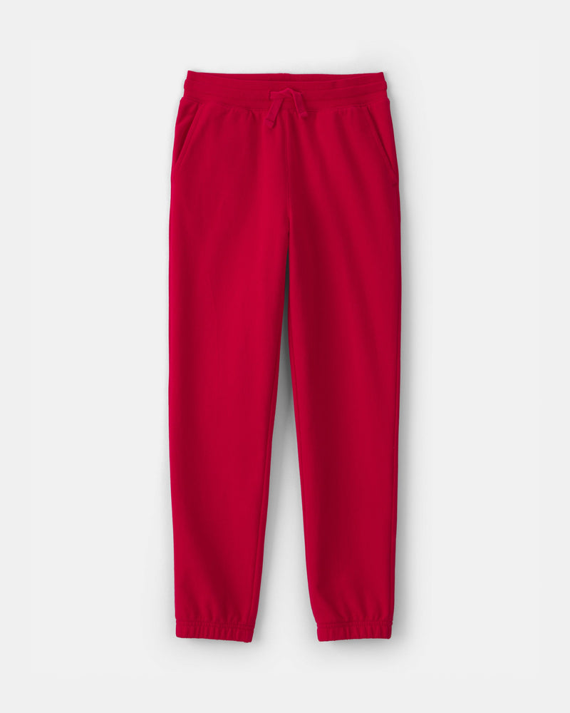Boy Kid Drawstring Knit Joggers - Red