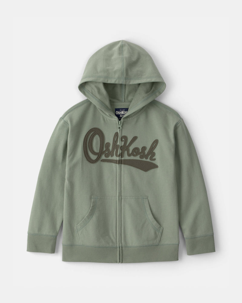 Boy OshKosh Logo Zip-Up Hoodie - Green