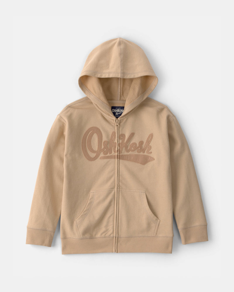 Boy OshKosh Logo Zip-Up Hoodie - Beige
