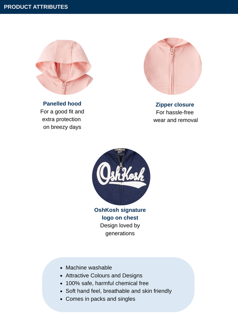 Boy OshKosh Logo Zip-Up Hoodie - Beige