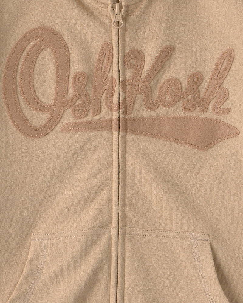 Boy OshKosh Logo Zip-Up Hoodie - Beige