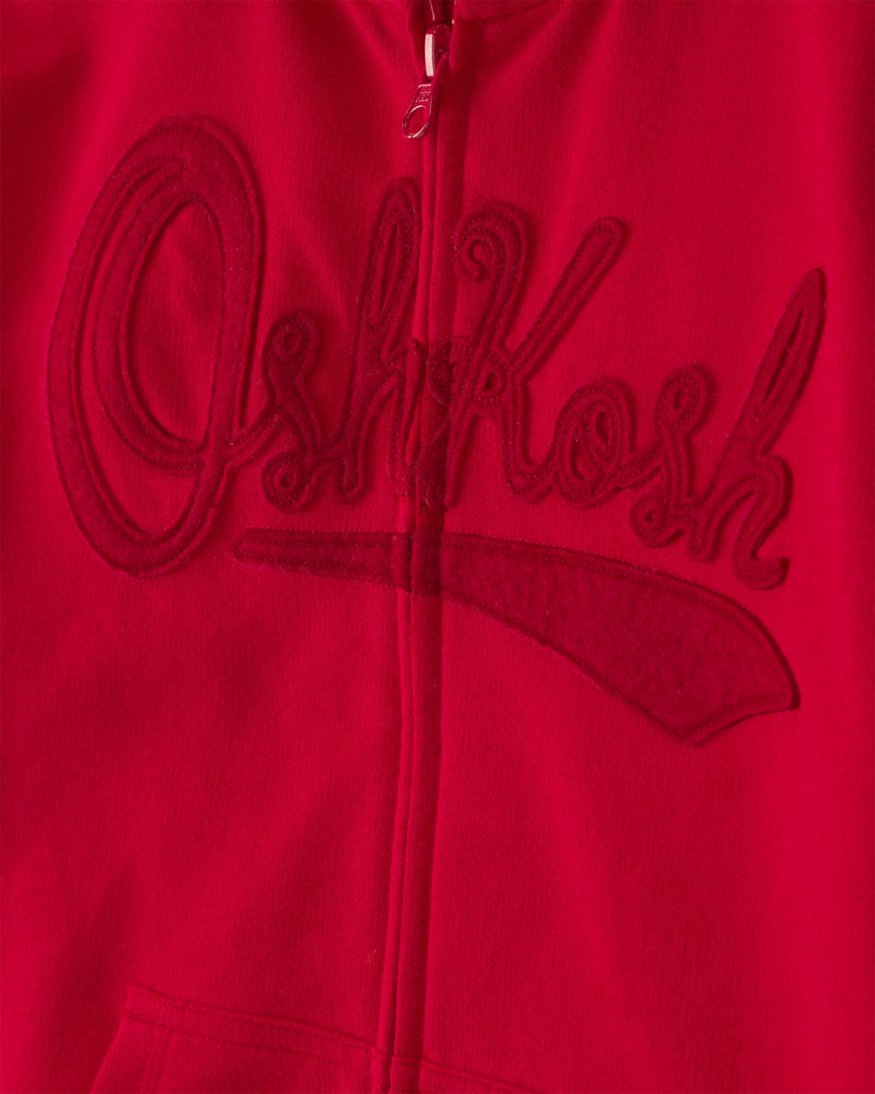 Boy Kid OshKosh Logo Zip-Up Hoodie - Red