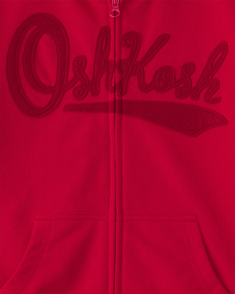 Boy Kid OshKosh Logo Zip-Up Hoodie - Red
