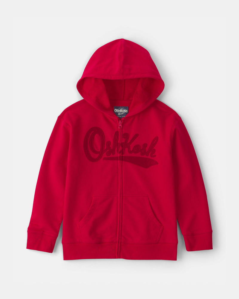 Boy Kid OshKosh Logo Zip-Up Hoodie - Red