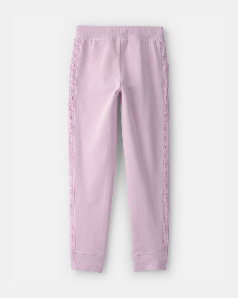 Girl Drawstring Knit Joggers - Purple