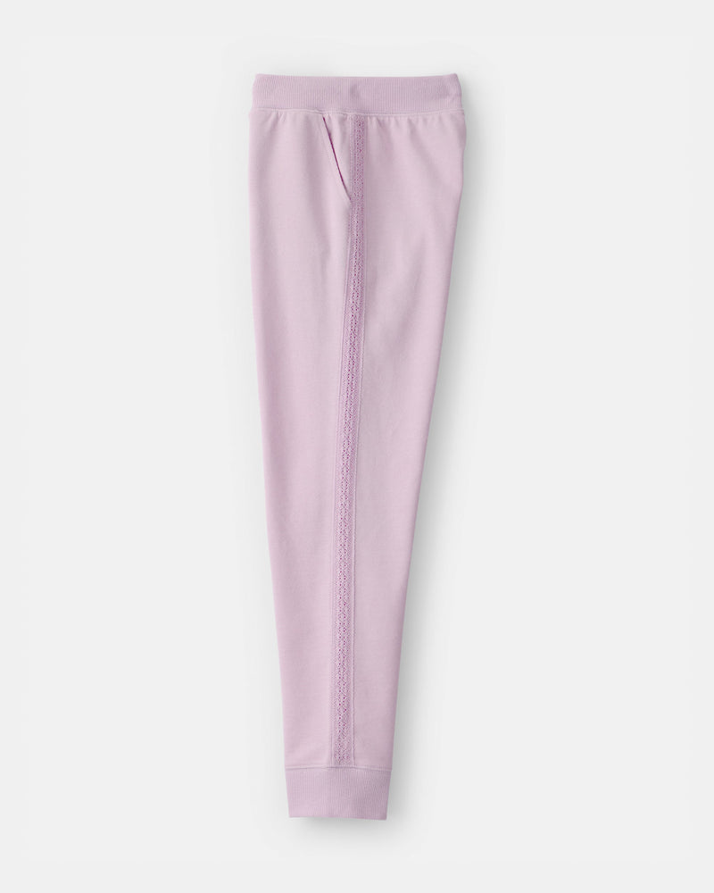 Girl Drawstring Knit Joggers - Purple