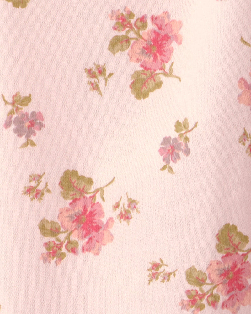 Girl Floral Drawstring Knit Joggers - Pink