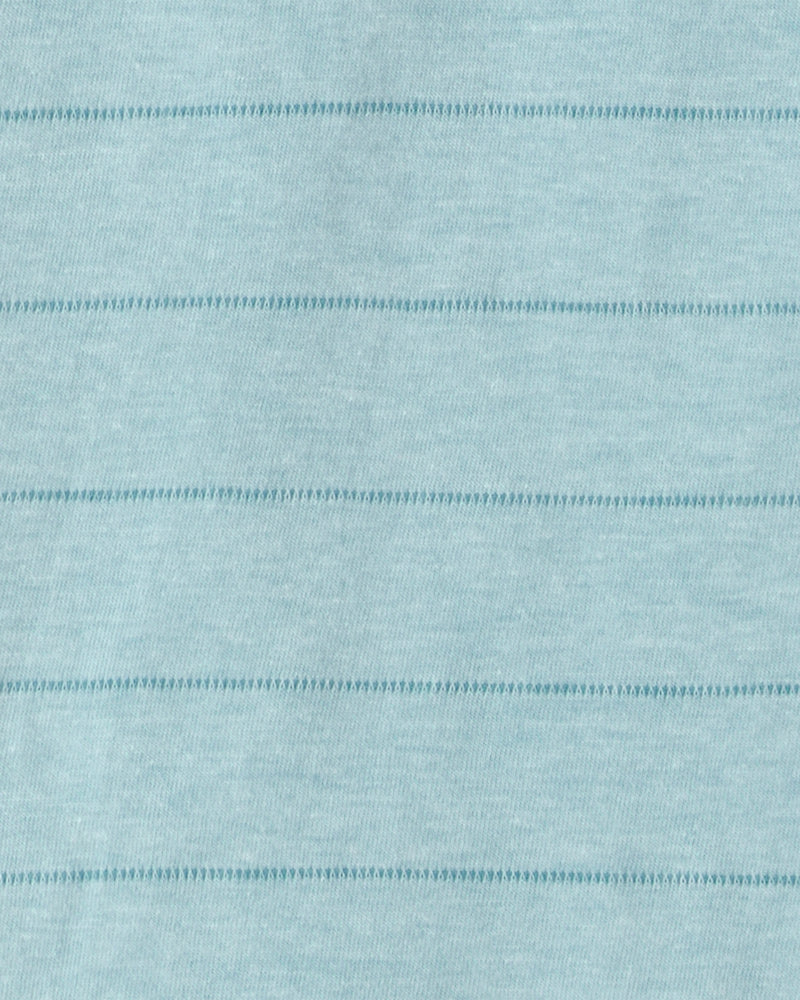 Baby Boy Striped Henley T-Shirt - Blue