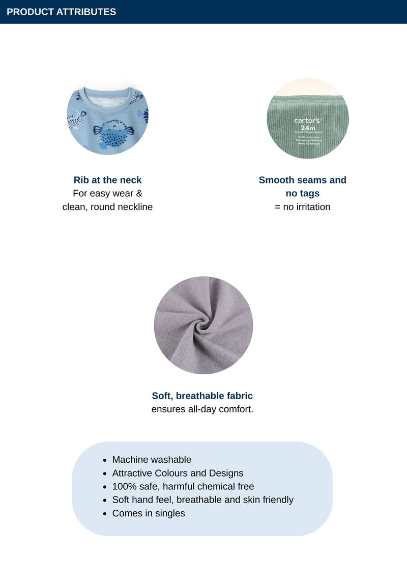 Baby Boy Striped Henley T-Shirt - Blue