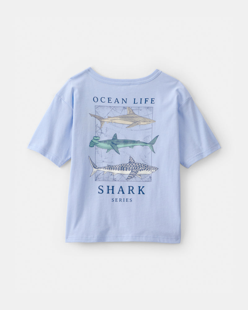 Boy Shark Ocean Life Graphic Tee - Blue