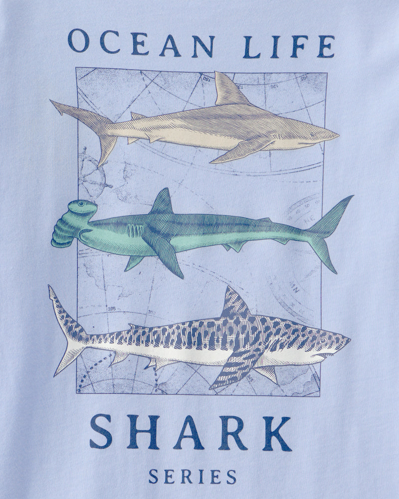 Boy Shark Ocean Life Graphic Tee - Blue