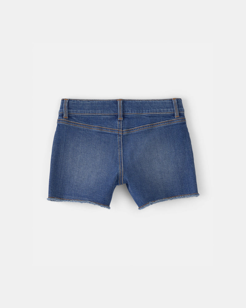 Girl Heart Pocket Denim Shorts - Dark Wash
