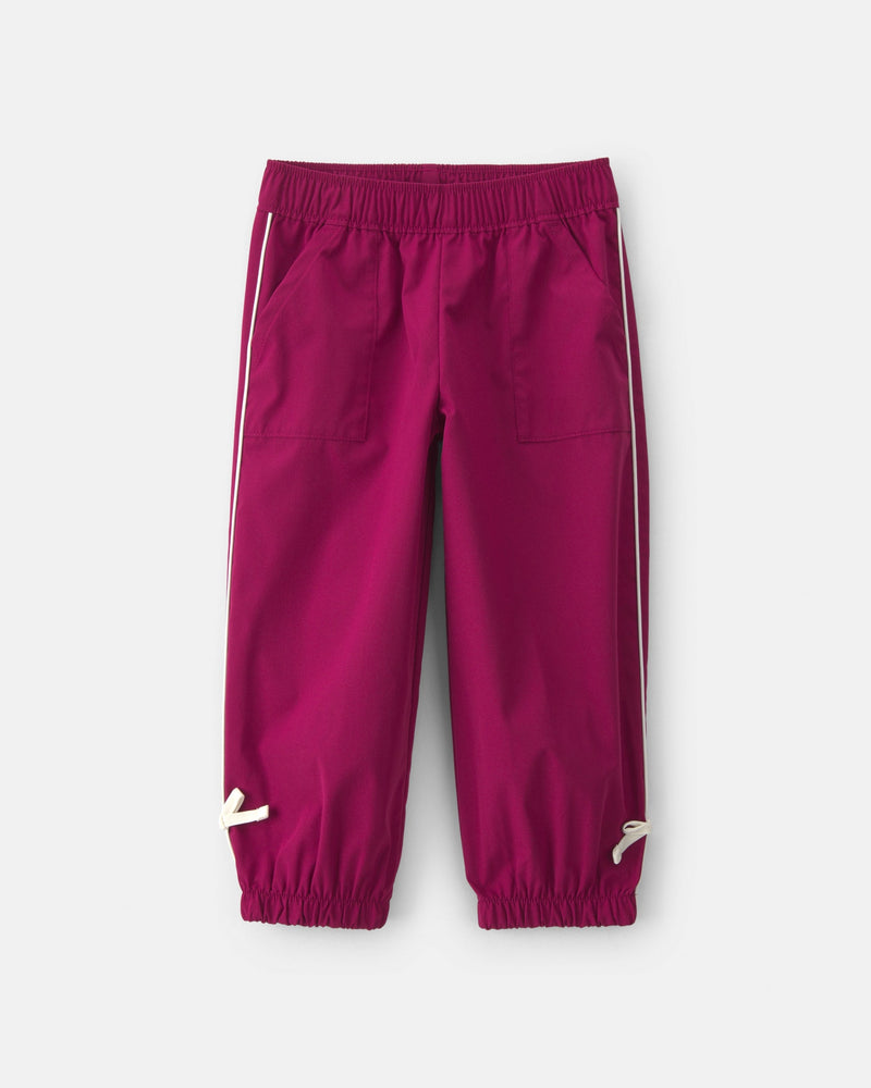 Toddler Girl Bow Cuff Poplin Joggers - Red