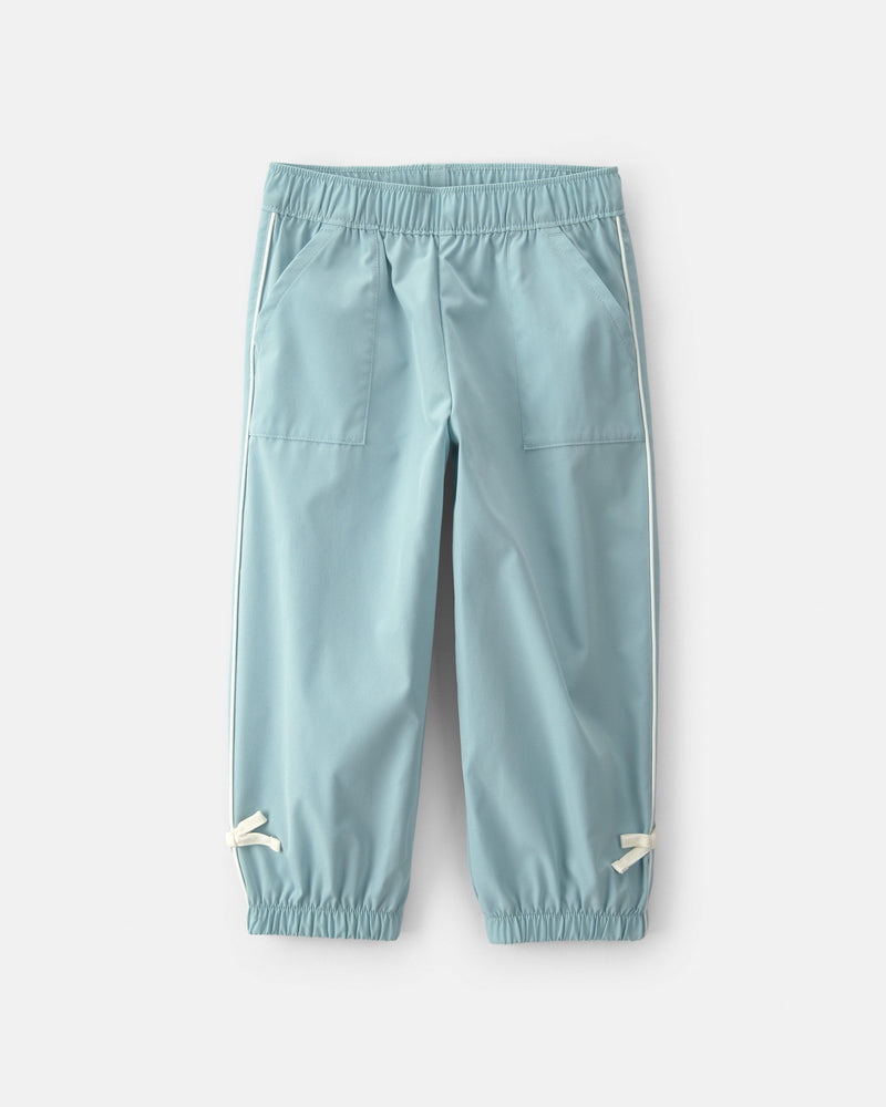 Toddler Girl Bow Cuff Poplin Joggers - Blue