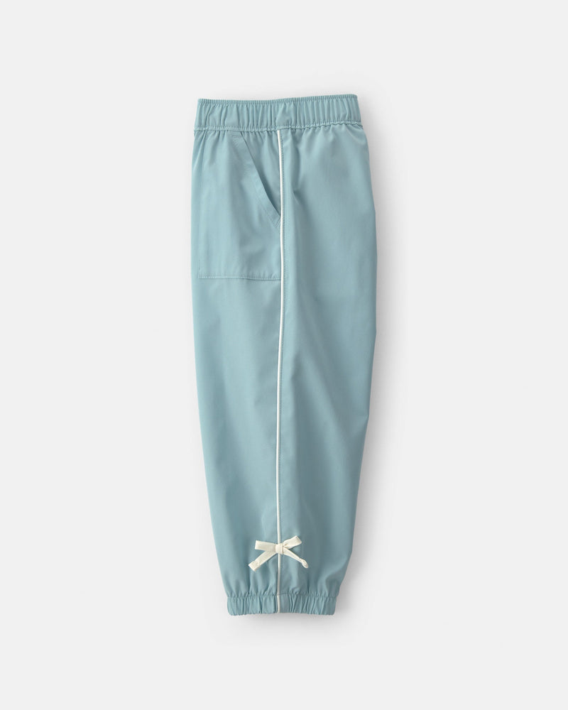 Toddler Girl Bow Cuff Poplin Joggers - Blue