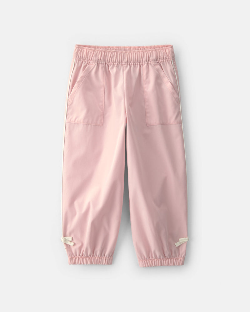 Toddler Girl Bow Cuff Poplin Joggers - Pink