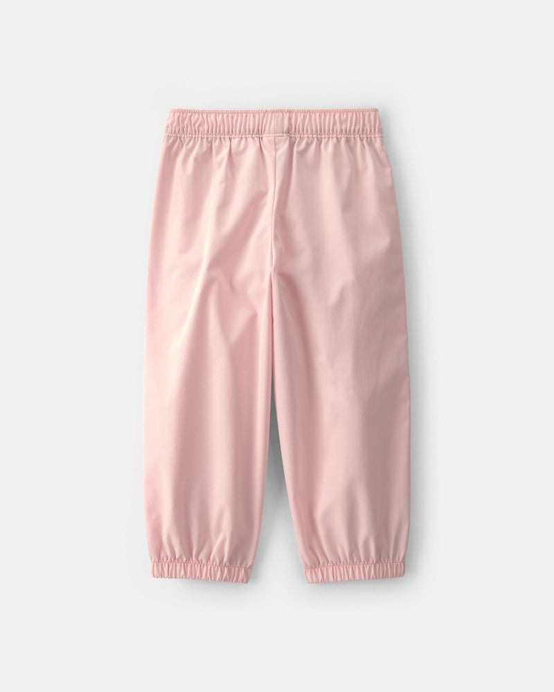 Toddler Girl Bow Cuff Poplin Joggers - Pink