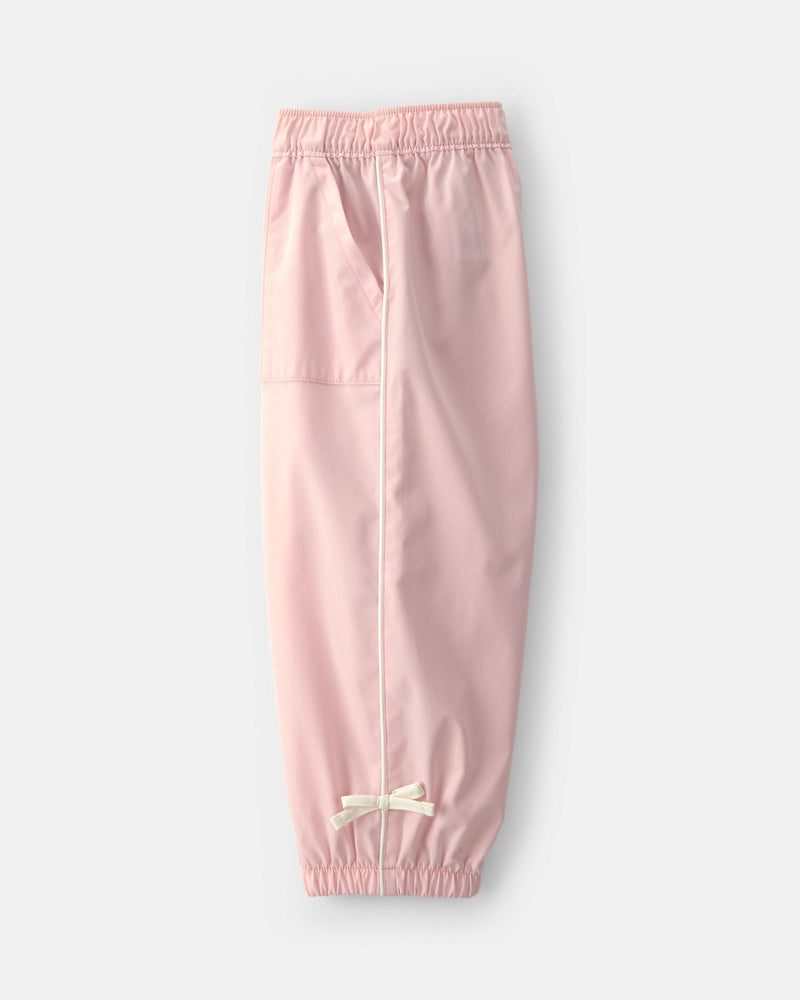 Toddler Girl Bow Cuff Poplin Joggers - Pink