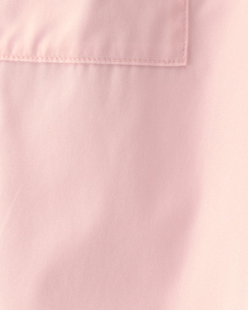 Toddler Girl Bow Cuff Poplin Joggers - Pink