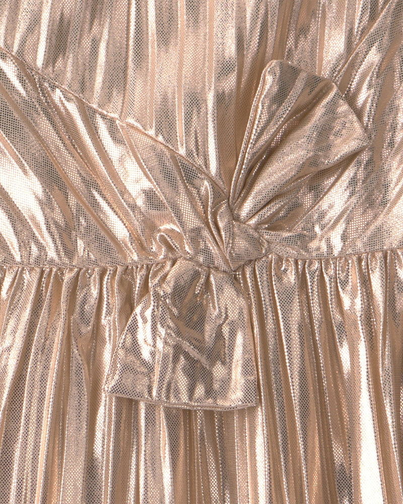 Toddler Girl Metallic Crinkle Bow Dress - Brown