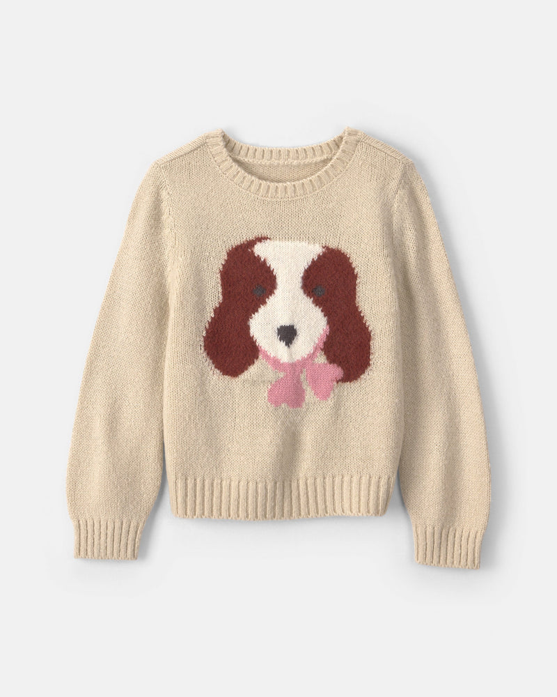 Toddler Girl Dog Sweater - Brown