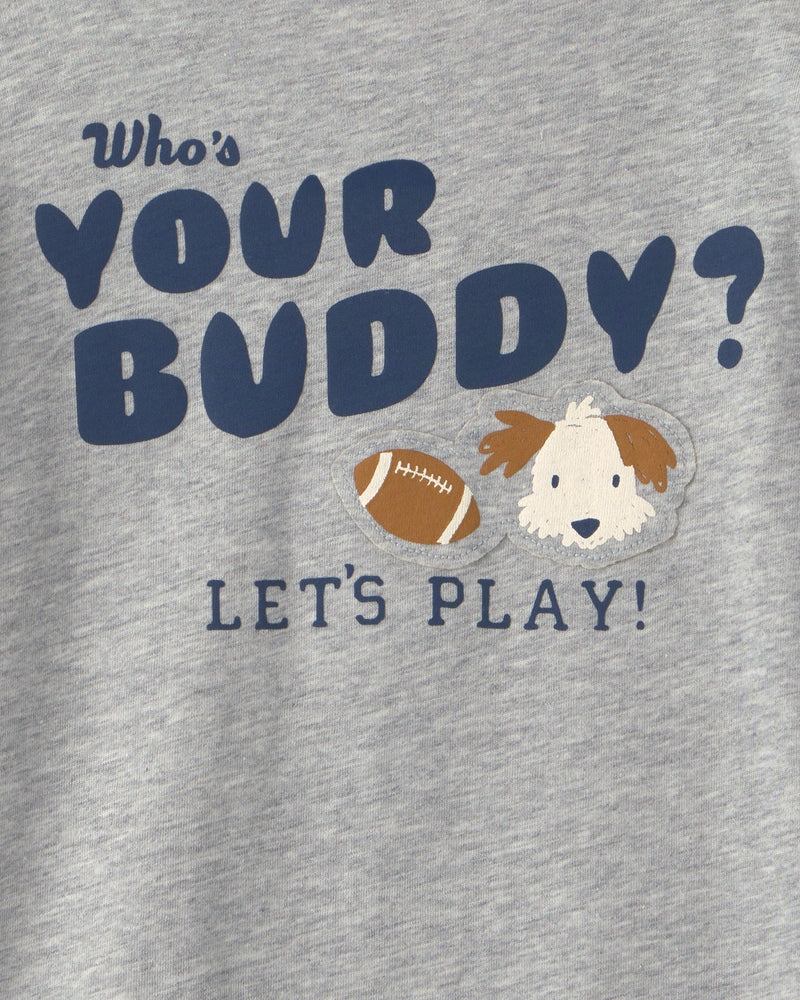 Toddler Boy Buddy Dog Long Sleeve Graphic Tee - Grey