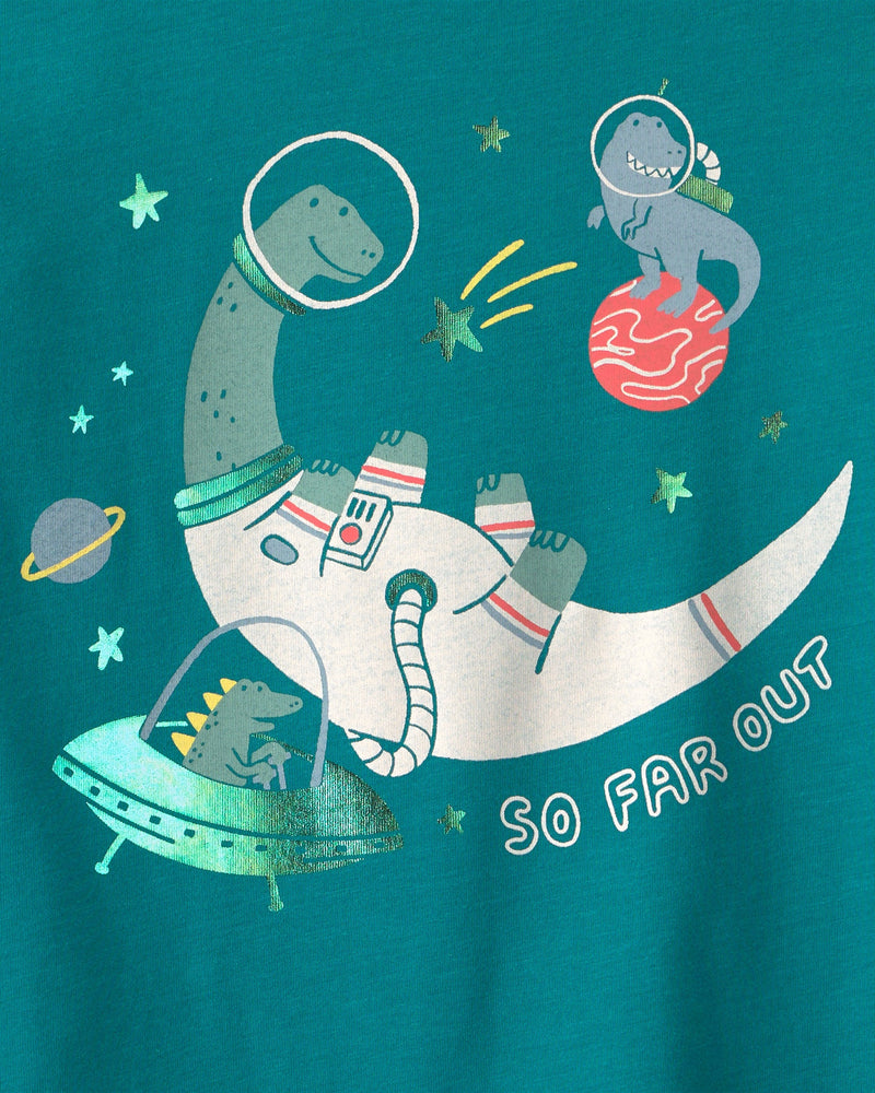 Toddler Boy 'Space Explorer' Dinosaur Long Sleeve Graphic Tee - Green