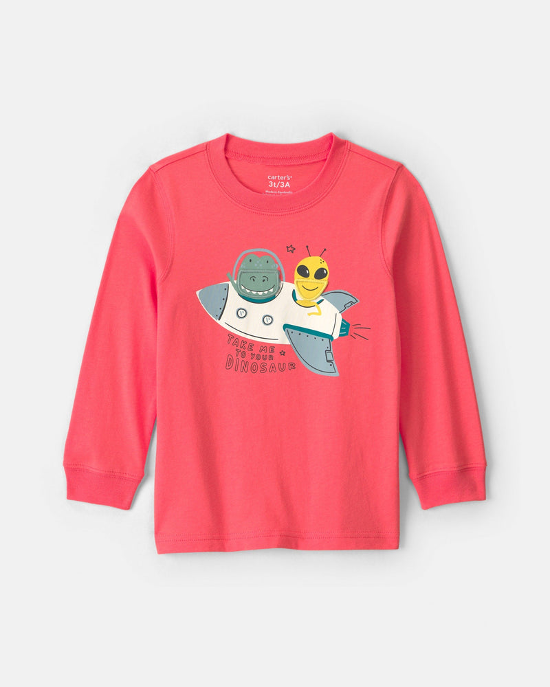 Toddler Boy 'Space Dino' Long Sleeve Graphic Tee - Orange