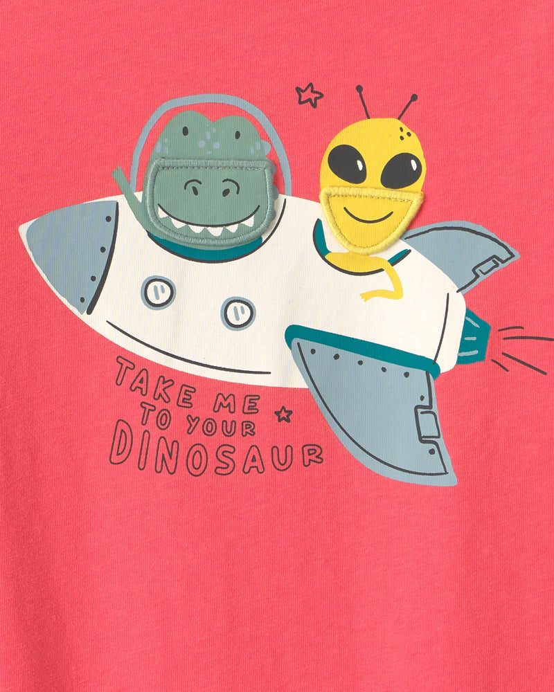 Toddler Boy 'Space Dino' Long Sleeve Graphic Tee - Orange