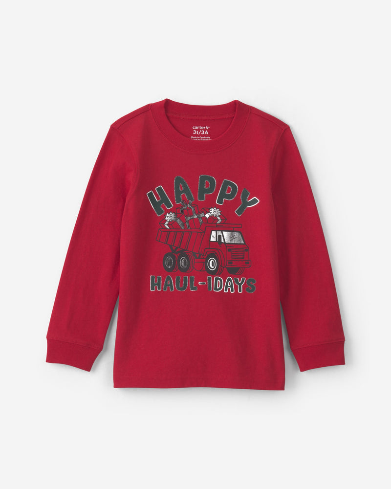 Toddler Boys 'Happy Haul-idays' Christmas Long-Sleeve Graphic Tee - Red