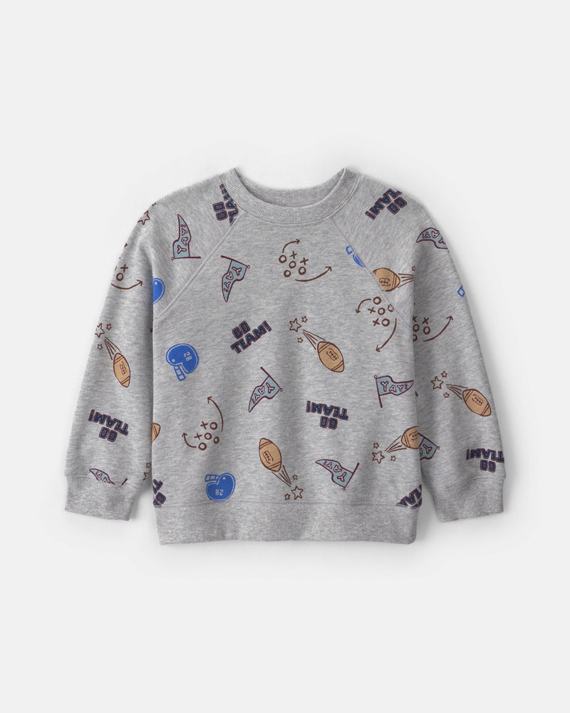 Toddler Boy Game Day Pullover Sweatshirt - Grey