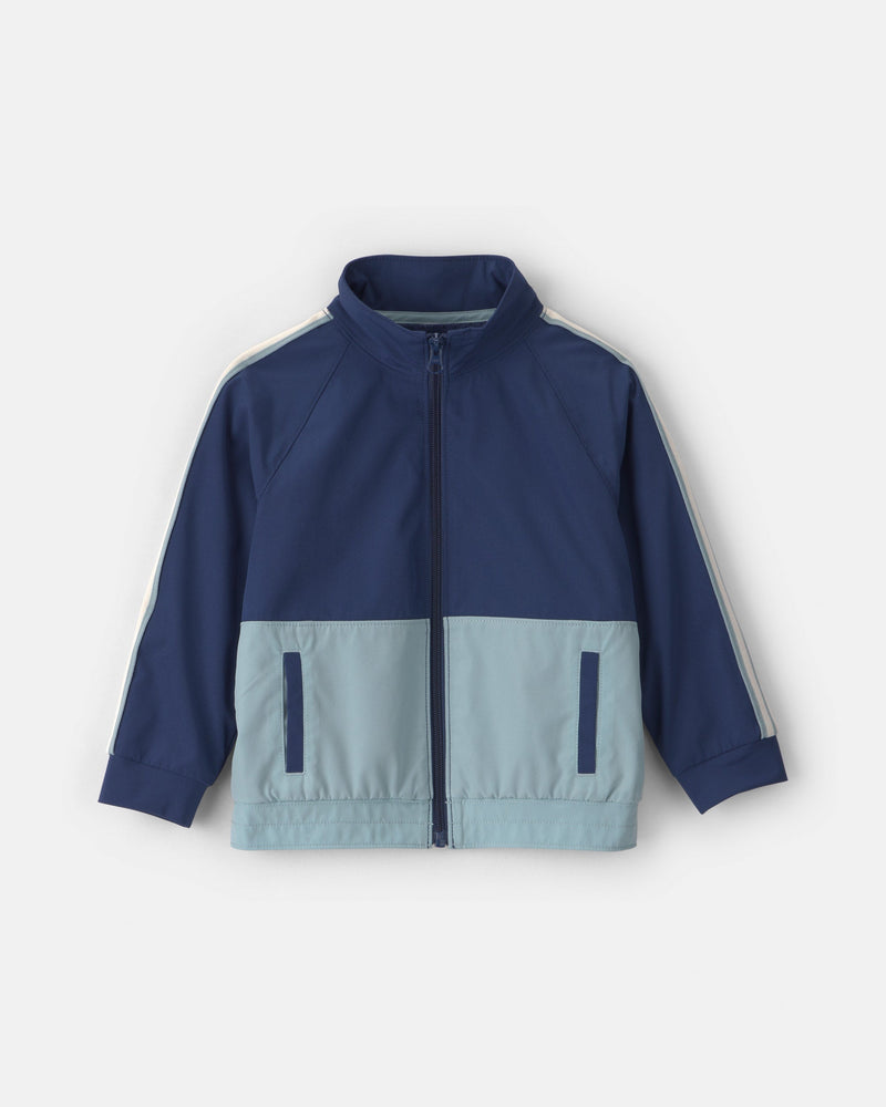 Toddler Boy Color Block Zip Up Jacket - Navy
