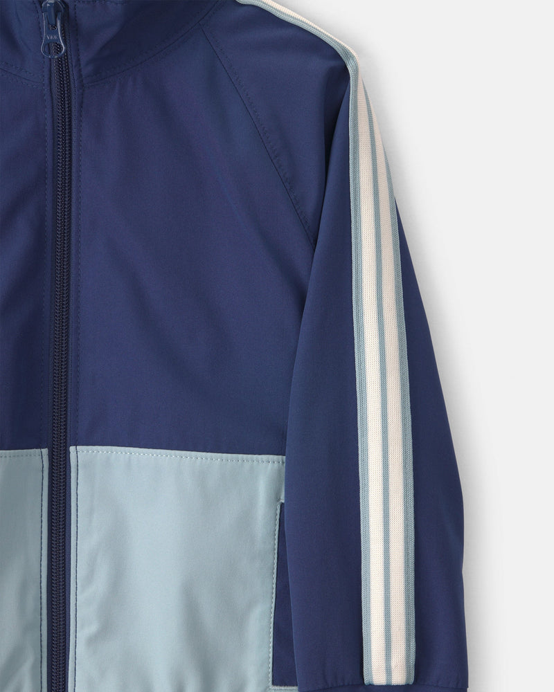 Toddler Boy Color Block Zip Up Jacket - Navy