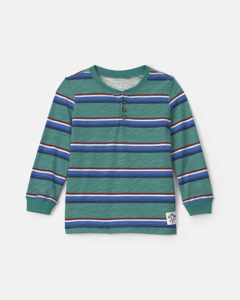 Toddler Boys Long Sleeve Henley Top - Multi
