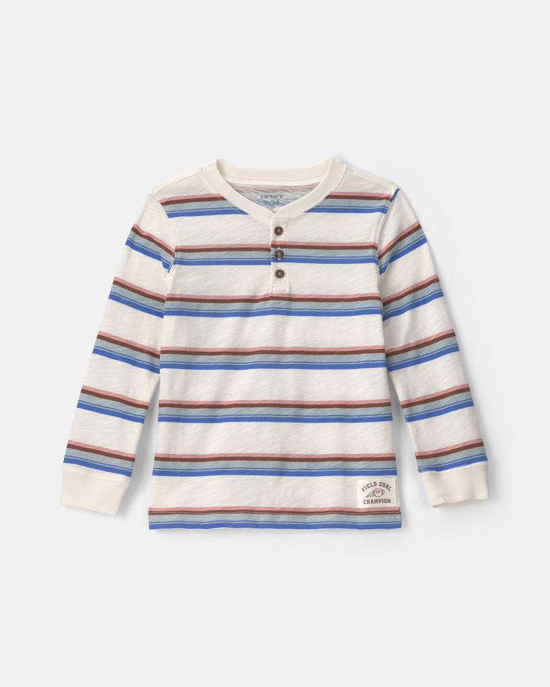 Toddler Boys Long Sleeve Henley Top - Multi