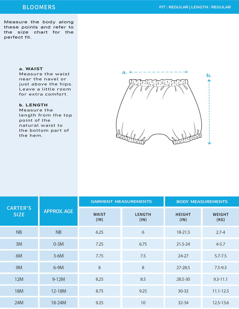 Baby Girl 3-Pack Organic Cotton Bloomers In Assorted Prints with Anti Microbial Finish