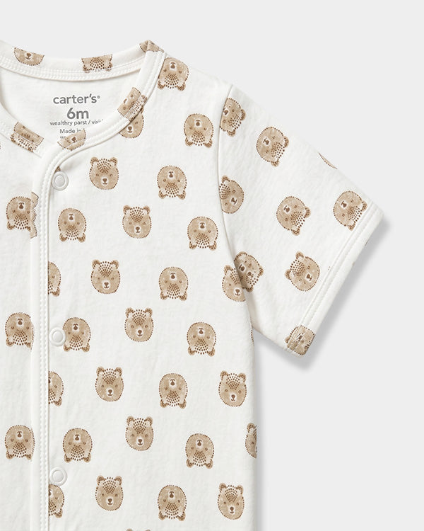 Baby Boy Organic Cotton Front Open T-Shirt In Animal Print