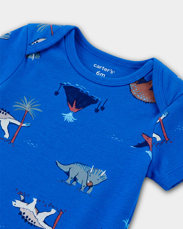 Baby Boy 3-Pack Organic Cotton Bodysuits in Dino Print