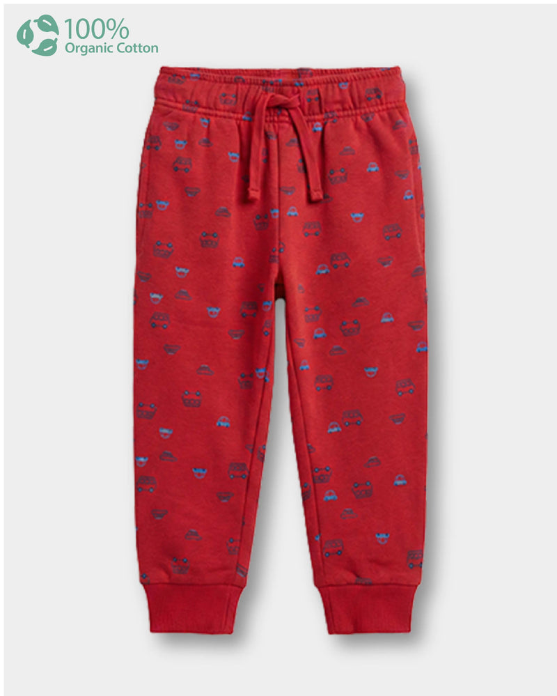 Baby Boy Organic Cotton Pull-On Pants In Transport Print