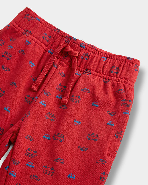 Baby Boy Organic Cotton Pull-On Pants In Transport Print