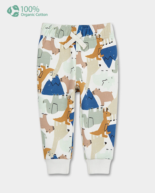 Baby Boy Organic Cotton Pull-On Pants In Animal Print