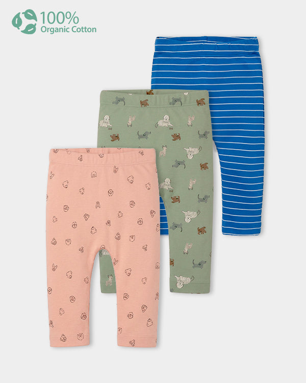 Baby Boy 3-Pack Organic Cotton Diaper Pants In Assorted Prints